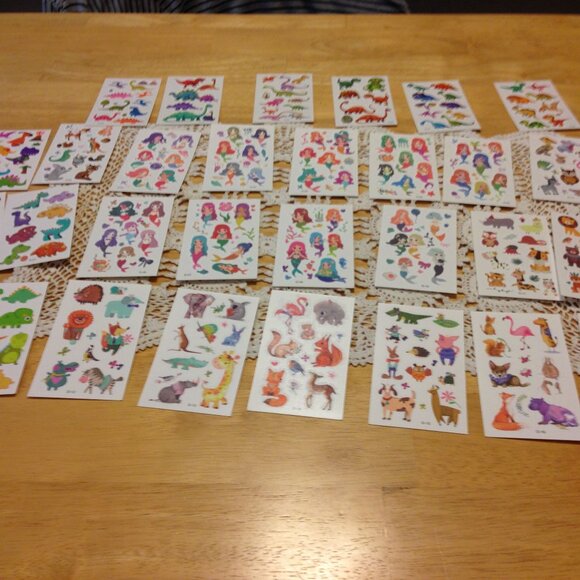 Temporary tattoos, mermaids, dinosaurs, animals - Picture 1 of 9